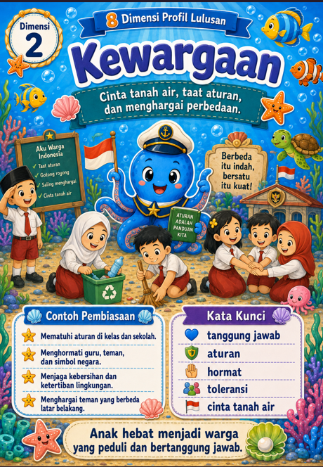 Pratinjau Poster 8 Dimensi Profil Lulusan Tema Laut Ceria — 8 PNG HD Siap Cetak 3
