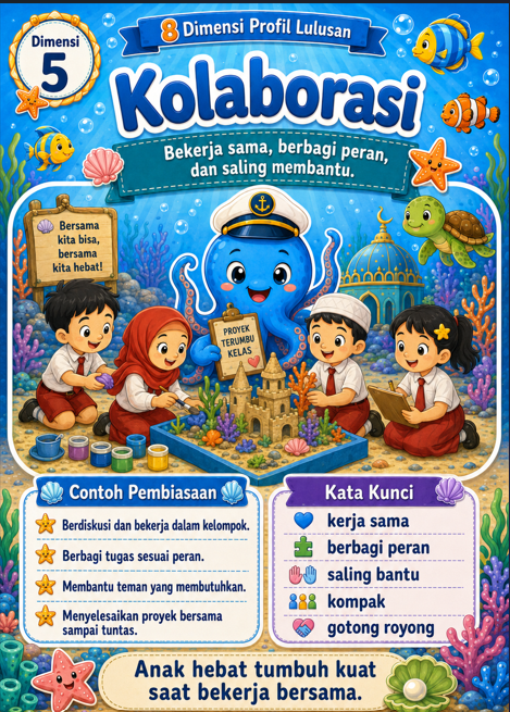 Pratinjau Poster 8 Dimensi Profil Lulusan Tema Laut Ceria — 8 PNG HD Siap Cetak 4