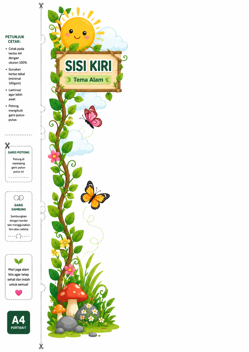 Pratinjau Hiasan Pinggiran Papan Tulis Tema Alam SD — 17 PNG HD + PDF Siap Cetak 4