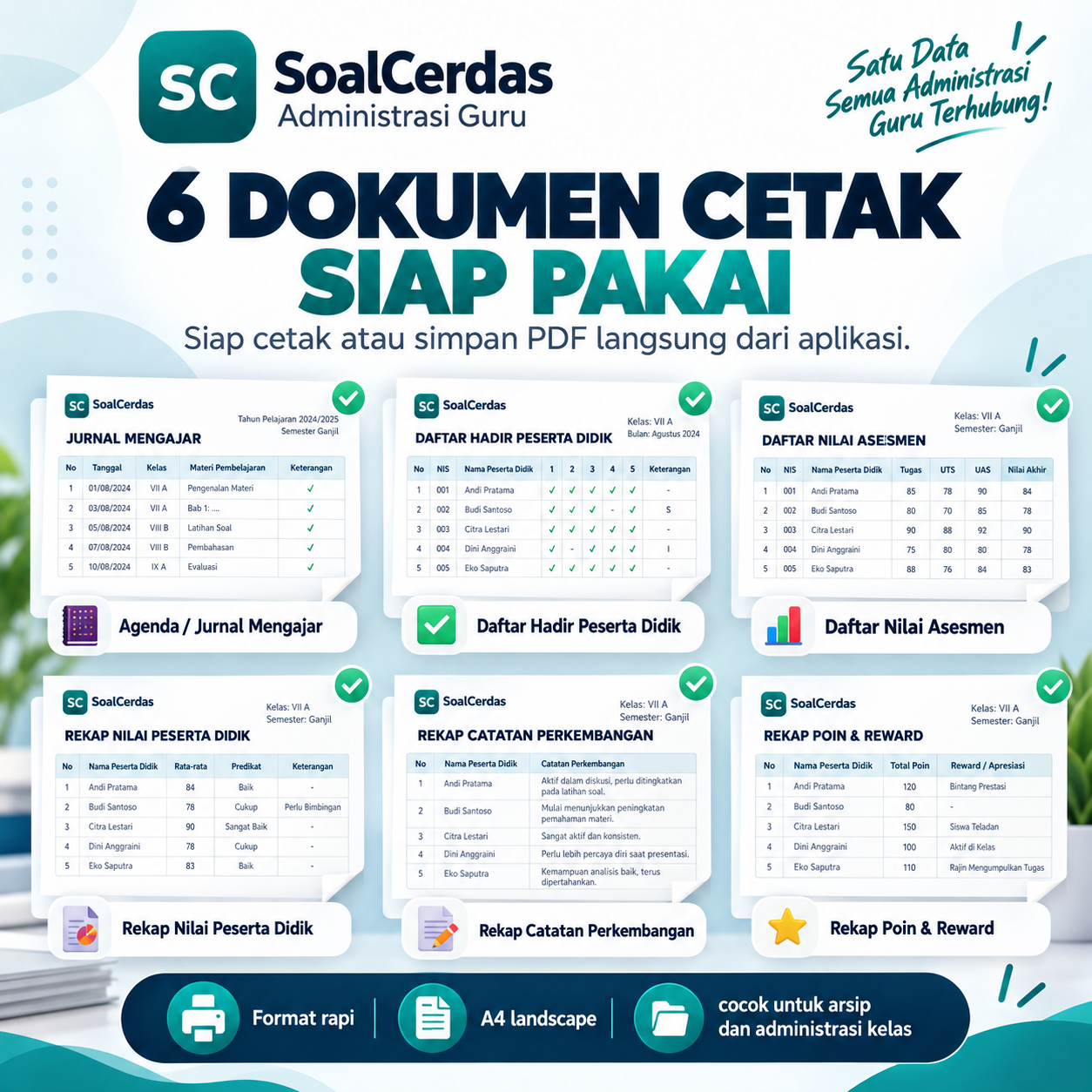 Pratinjau Administrasi Guru SoalCerdas V1.0 – Aplikasi Administrasi Guru Offline Windows 4