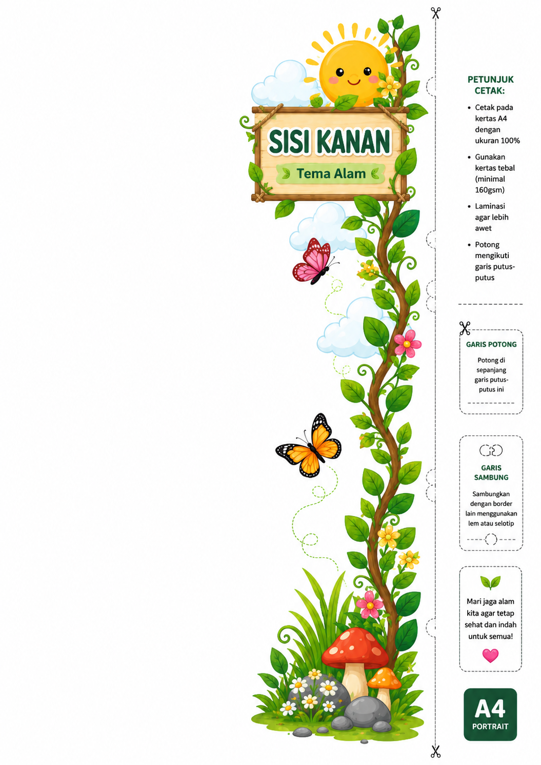 Pratinjau Hiasan Pinggiran Papan Tulis Tema Alam SD — 17 PNG HD + PDF Siap Cetak 5