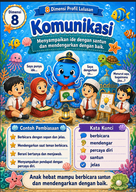 Pratinjau Poster 8 Dimensi Profil Lulusan Tema Laut Ceria — 8 PNG HD Siap Cetak 2