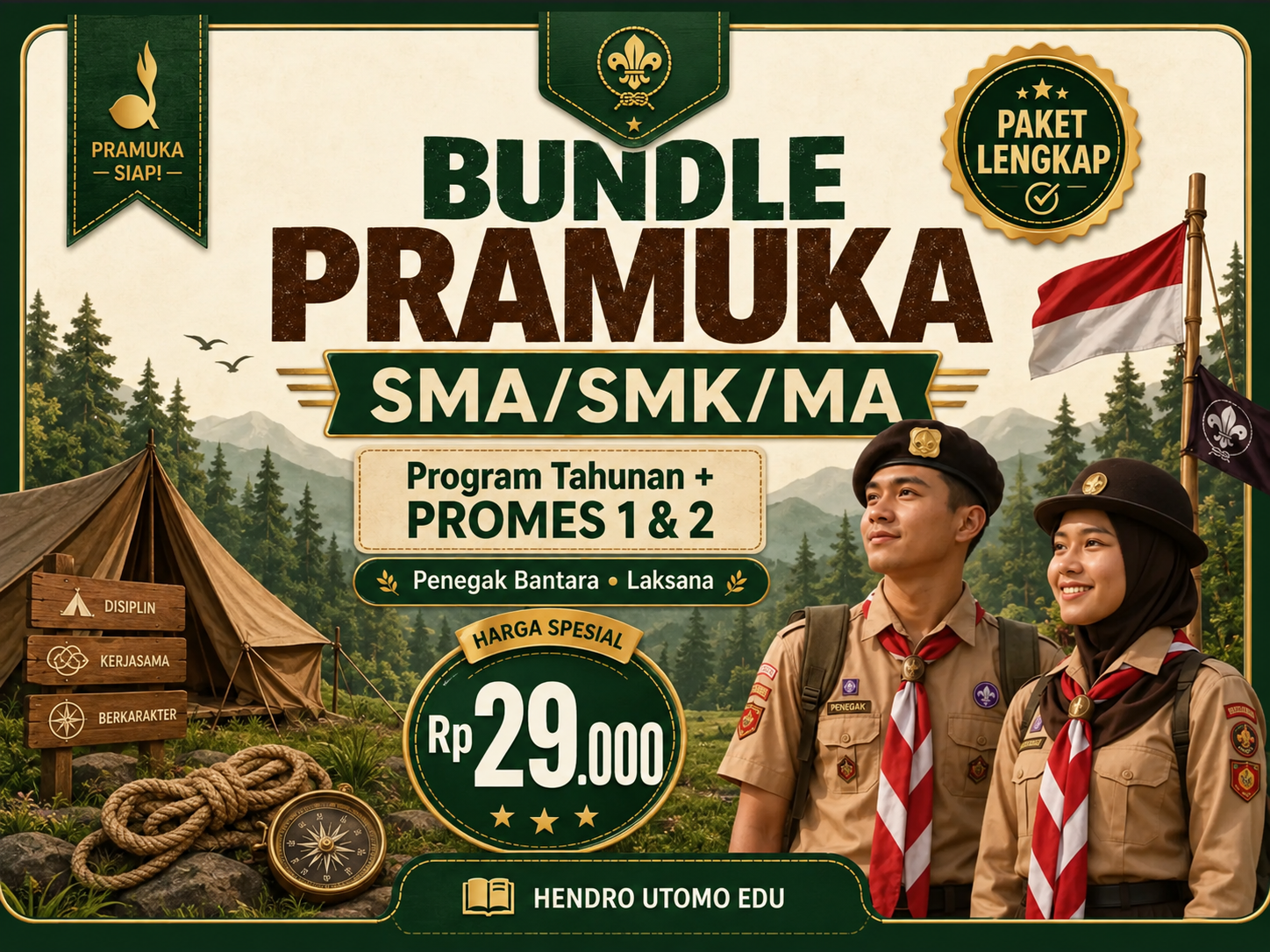 Cover Paket Lengkap Pramuka SMA/SMK/MA 2026/2027 — PROTA, PROMES 1 & 2, Panduan Materi