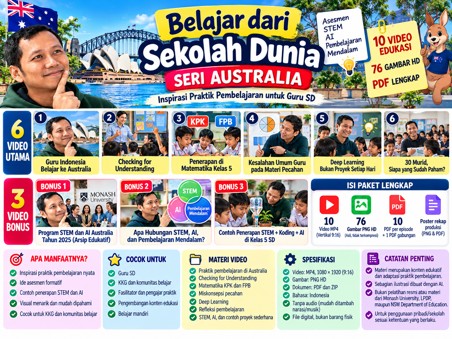 Cover Belajar dari Sekolah Dunia – Seri Australia | 10 Video Edukasi + 76 Gambar HD + PDF