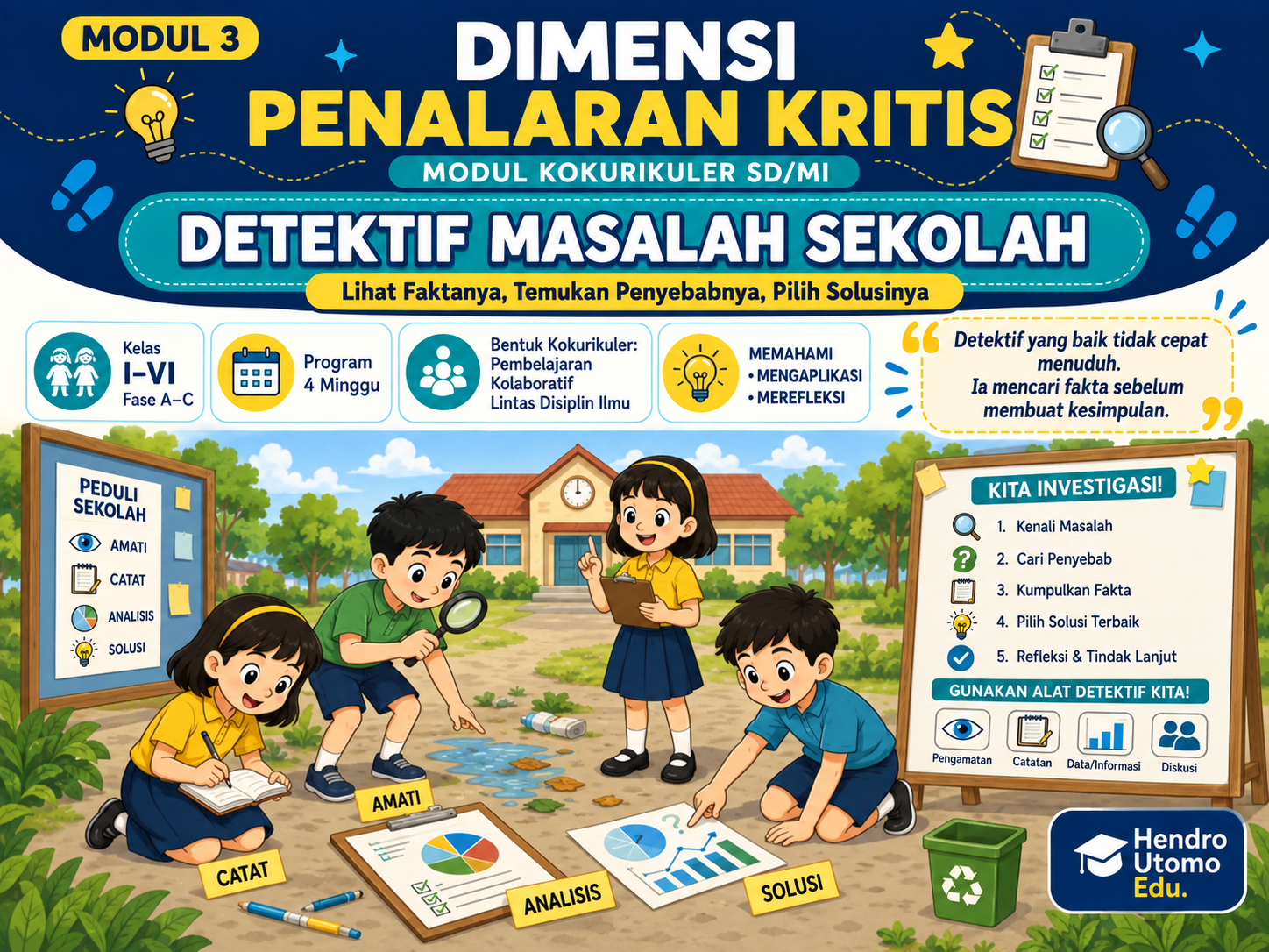 Cover Modul Kokurikuler Penalaran Kritis SD/MI — Detektif Masalah Sekolah Fase A–C