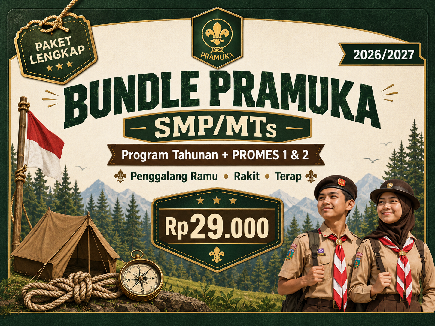 Cover Program Pramuka SMP/MTs — Panduan Latihan Penggalang 1 Tahun