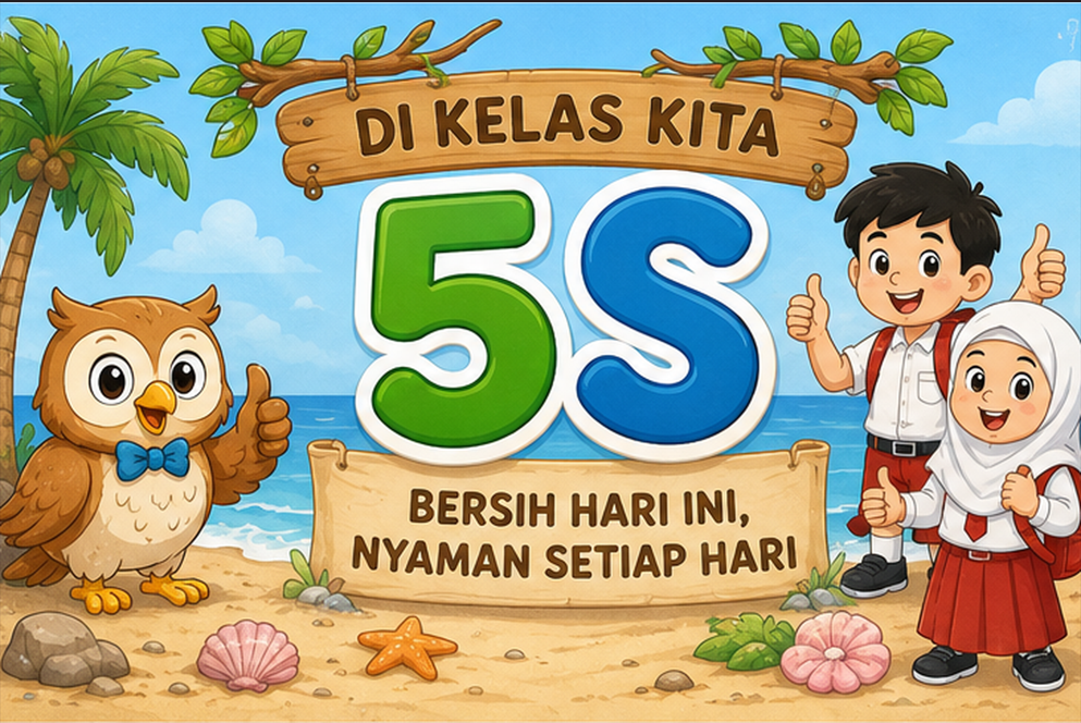 Cover Poster Budaya 5S & 5 Kata Ajaib Tema Laut — 14 A4 Landscape Siap Cetak